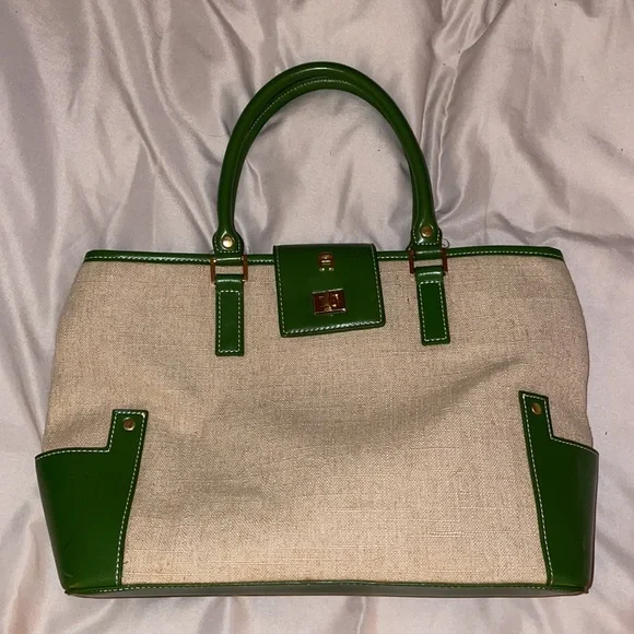 Etienne Aigner canvas bag with green trim. Perfect summer bag. Great condition - Picture 7 of 7